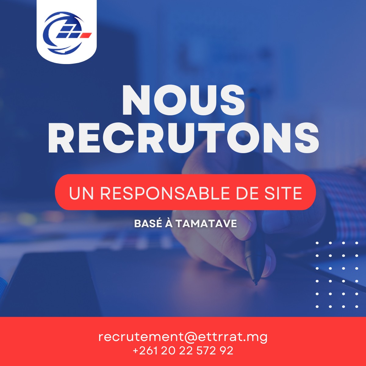 Recrutement d'un RESPONSABLE DE SITE