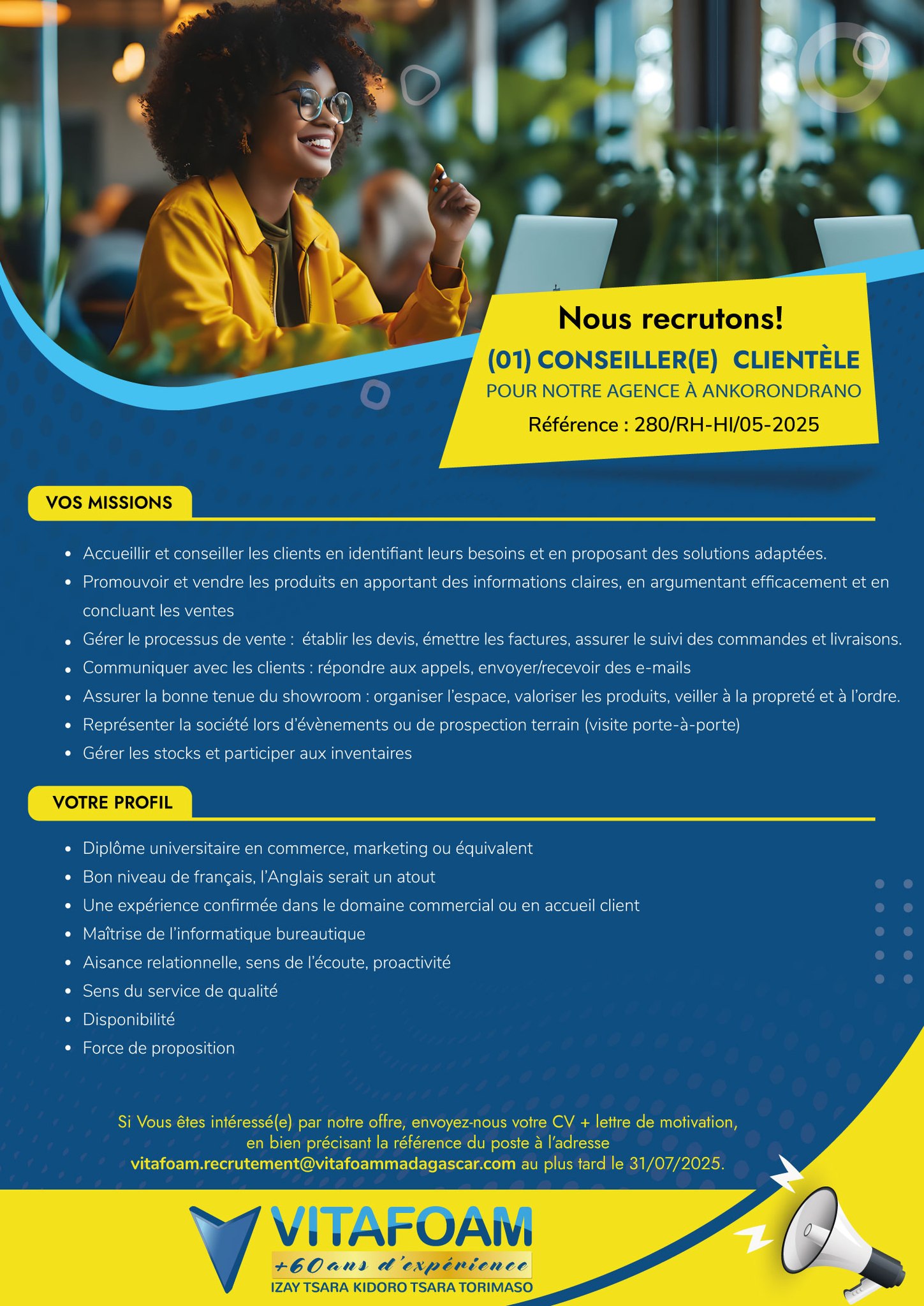 Recrutement d'un  Conseiller(e) Clientèle