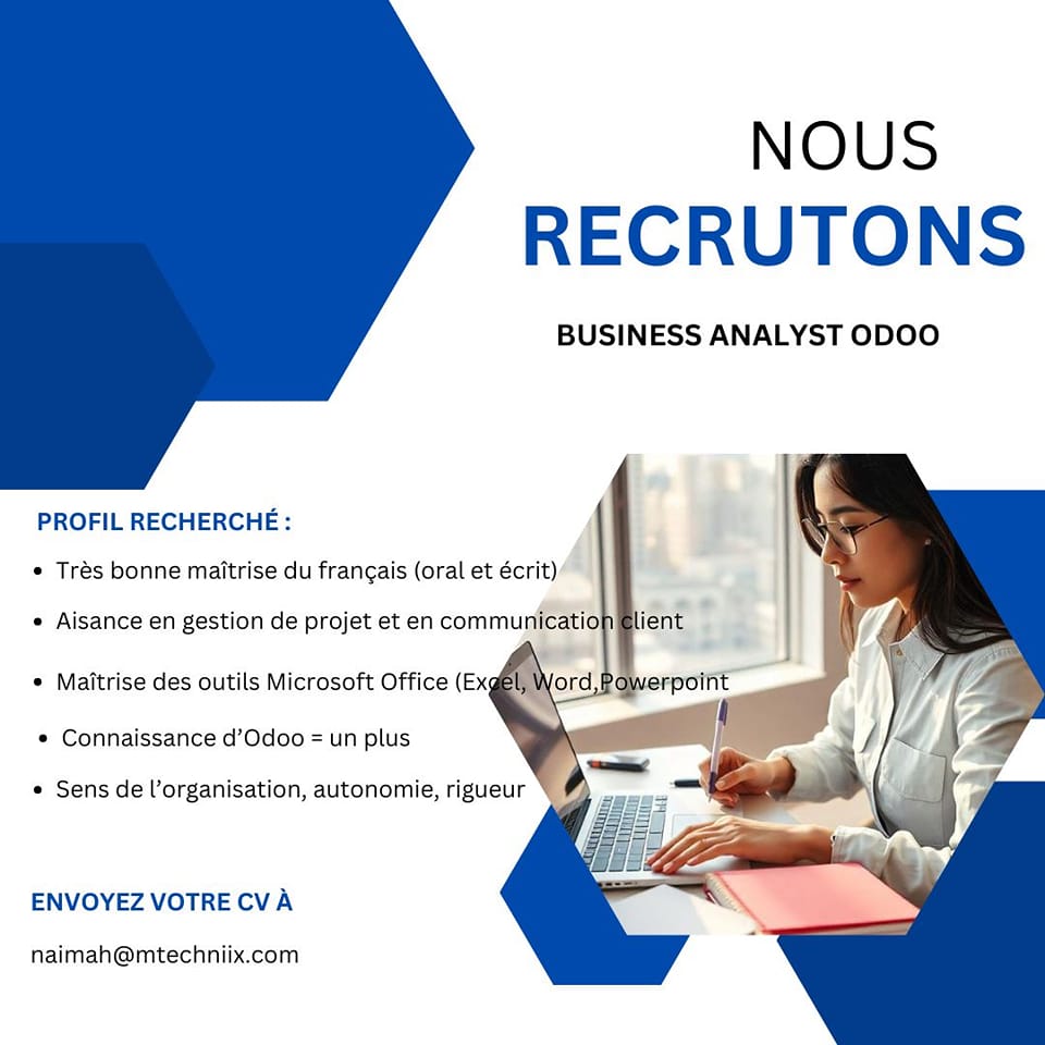 Recrutement d'un Business Analyst Odoo