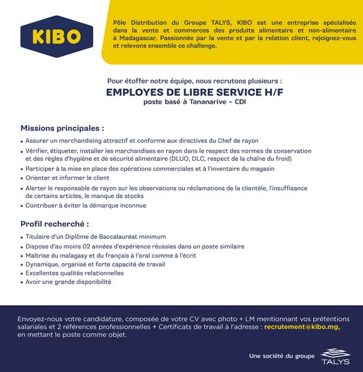 Recrutement d'employés de libre service H/F