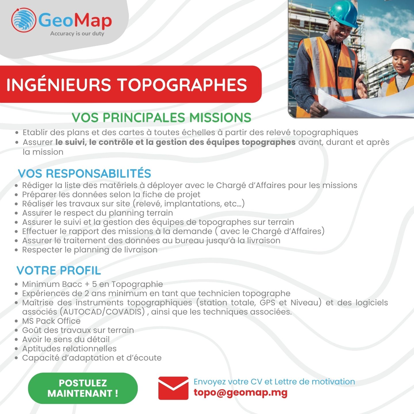 Recrutement des Ingénieurs Topographes