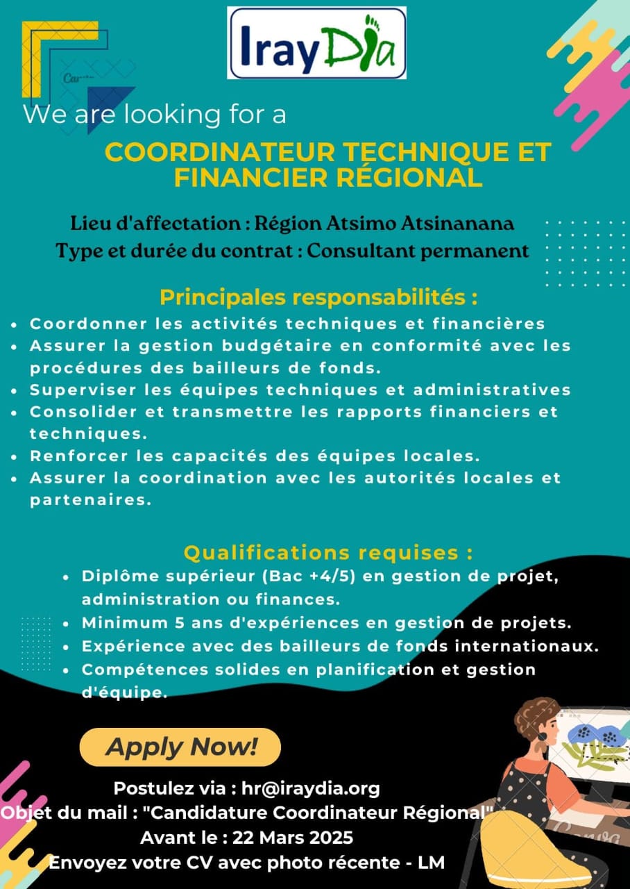 RELANCE: Recrutement Coordinateur Technique et Financier Régional