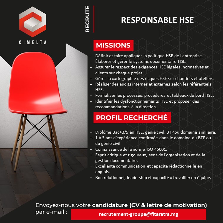 Recrutement d'un(e) Responsable HSE
