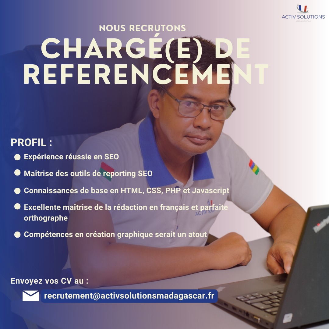 Recrutement d'un Chargé(e) de Référencement